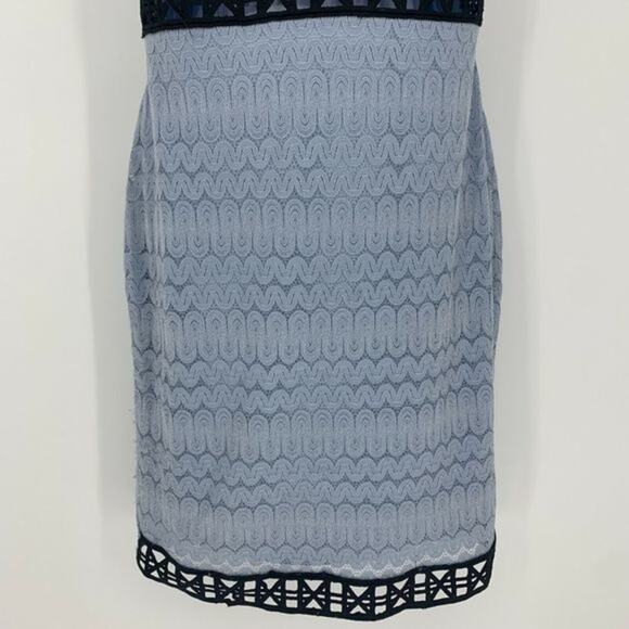 TOPSHOP Crotchet Lace Mini Dress Size 6 Light Blue Trim Contrast - Picture 5 of 12